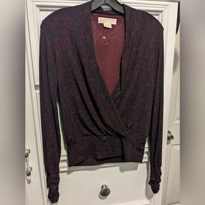 Michael MICHAEL KORS long sleeve v neck stretchy sexy top
